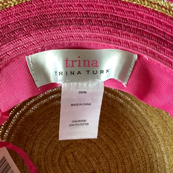 Trina Turk Tuscany Straw Sun Hat Natural Pink OS main image 14